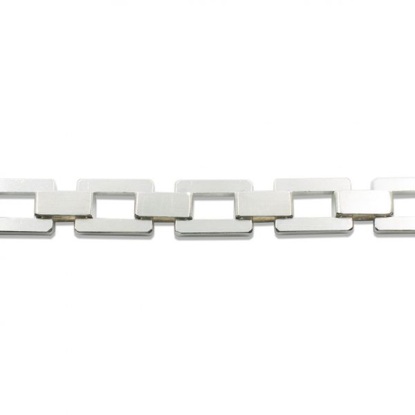 Pulsera de plata 925 de eslabones macizos, acabado mate. Ancho 13mm. Cierre oculto, diseño propio.