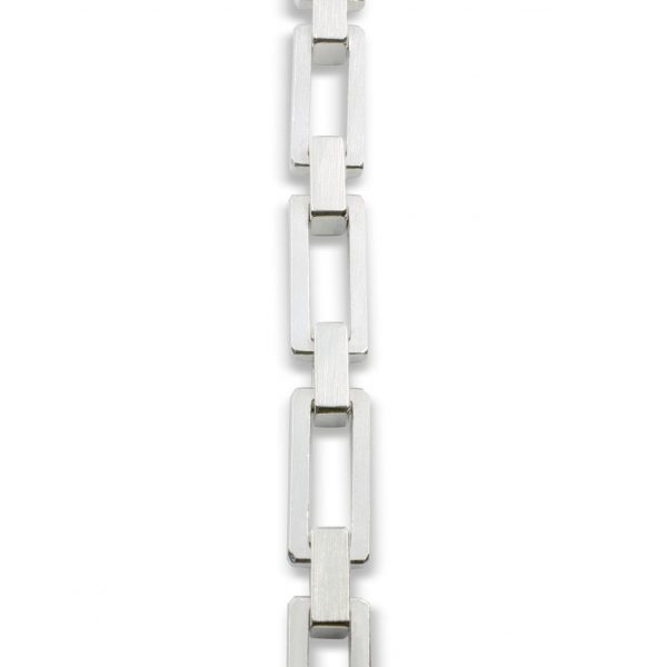Pulsera de eslabones macizos de plata 925 mate. Cierre oculto de diseño propio. Ancho 8mm. Longitud opcional 16cm, 18cm o 20cm,