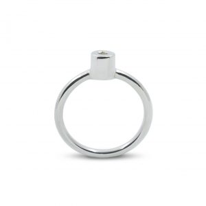 Solitario de plata 925 pulida con circonita talla brillante de 2mm.